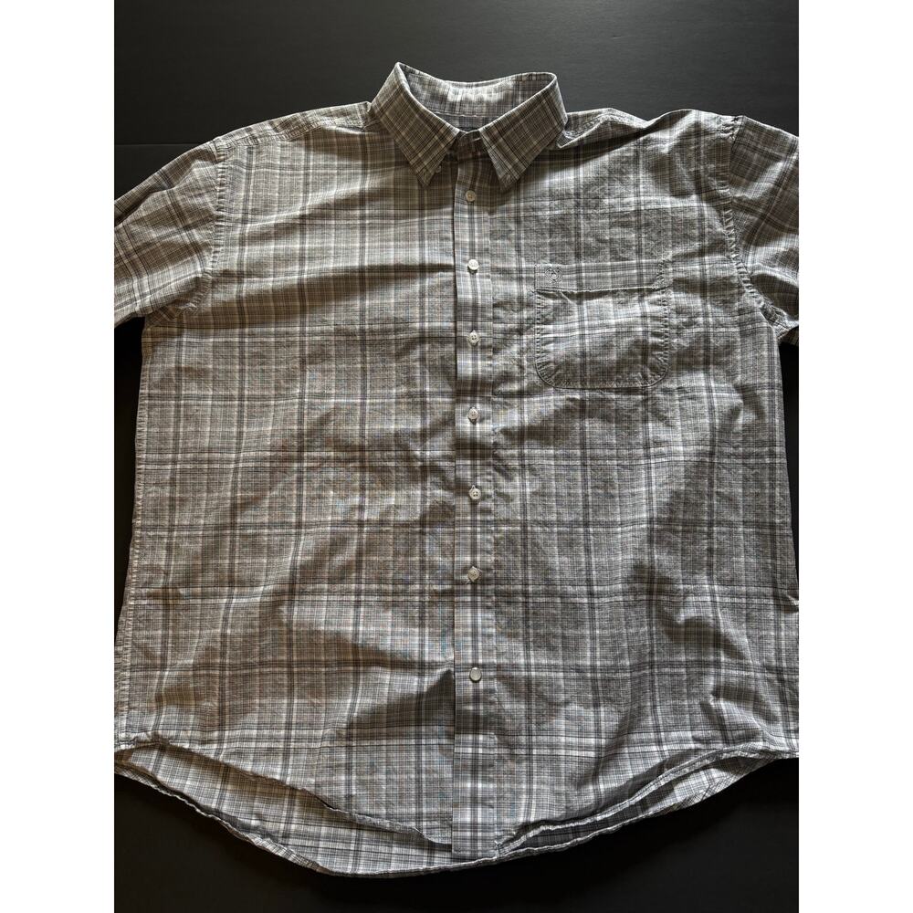 Panhandle Rough Stock Men’s XL Grey Plaid Long Sleeve Button Front Western Shirt